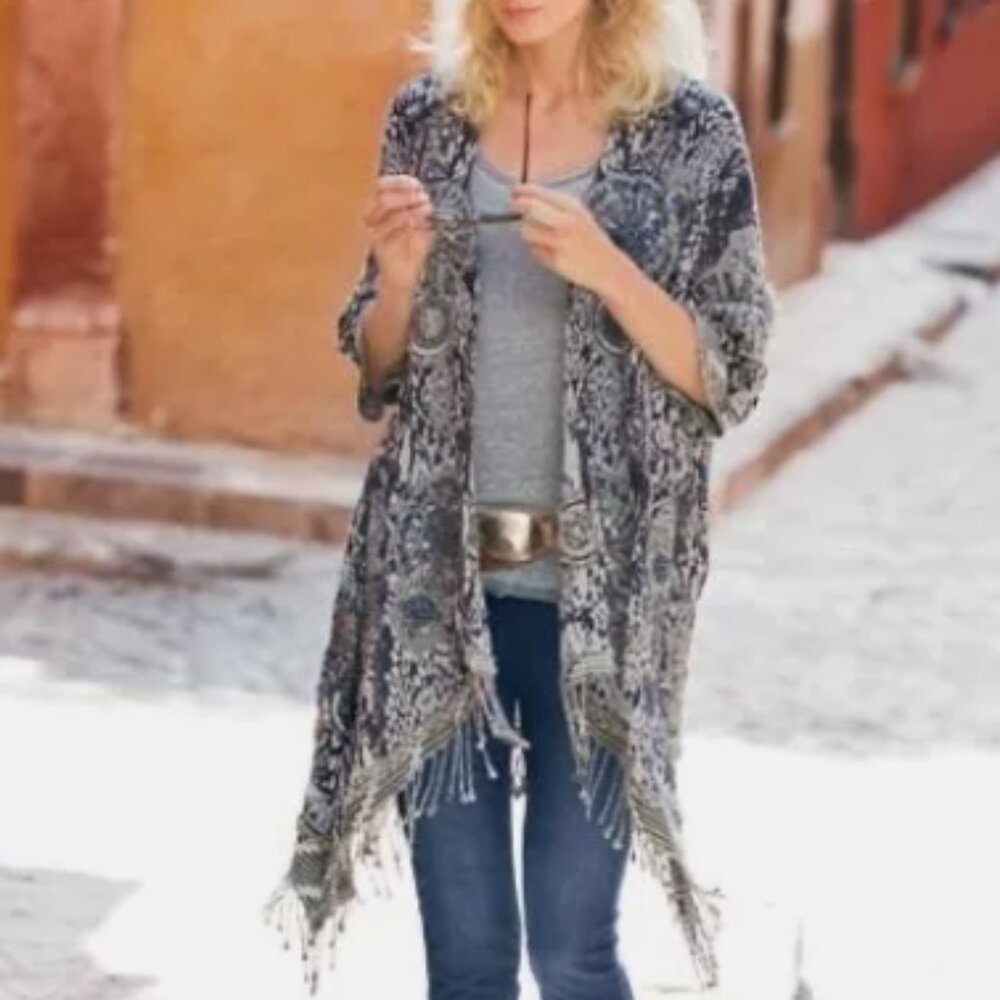 Soft Surroundings Emory Open Front Navy Cardi Top… - image 2